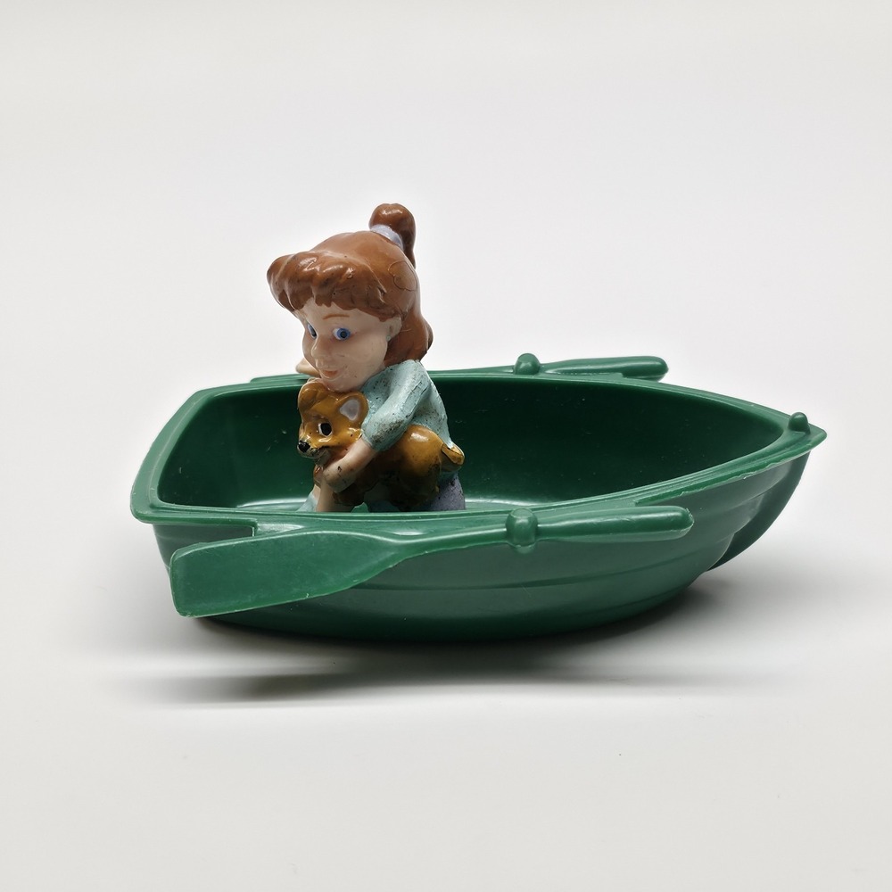 Disney Oliver and Company Jenny in Green Boat 2" PVC Figure Burger King Toy